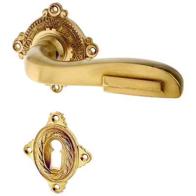 Zimmertürbeschlag Jugendstil patiniert | schlichtes Design in matt gold