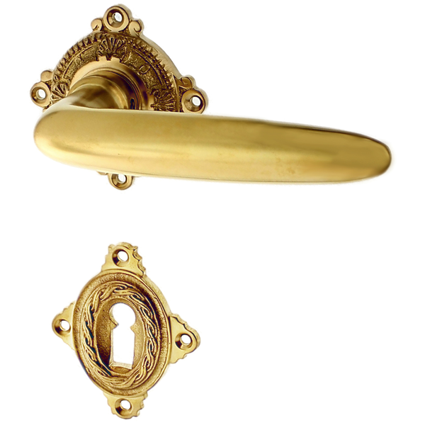 Messing Türbeschlag patiniert rautenförmiges Design matt gold