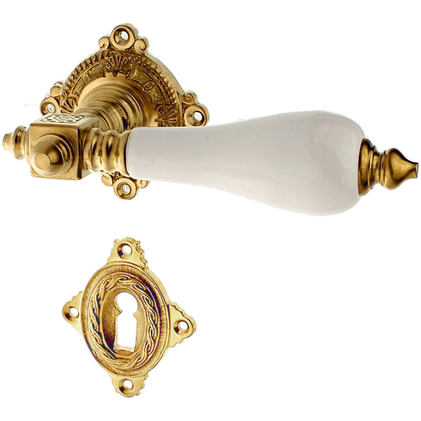 Türbeschlag Gründerzeit aus Messing | verziertes Muster, matt gold