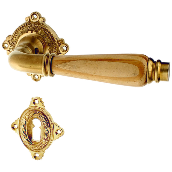 Jugendstil Zimmertürbeschlag aus Messing - rustikale Form - matt gold