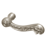Messing Türdrücker vernickelt, matt gebürstet in silber matt Jugendstil