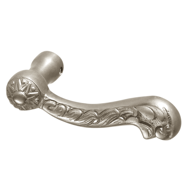 Messing Türdrücker vernickelt, matt gebürstet in silber matt Jugendstil