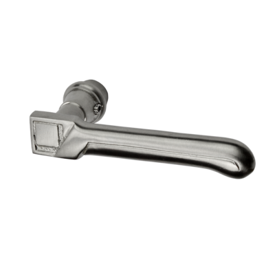 Türklinke silber matt aus Messing vernickelt, matt gebürstet außergewöhnliche Form