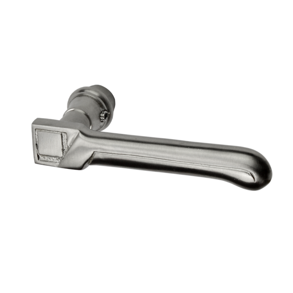 Türklinke silber matt aus Messing vernickelt, matt gebürstet außergewöhnliche Form