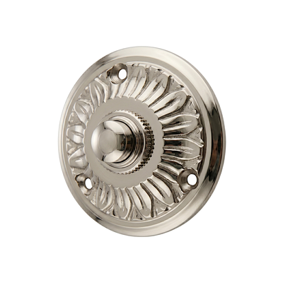 Gründerzeit Klingel Nickel hochglanz | Klingelplatte mit Klingelknopf| Antik Klingel N9261 