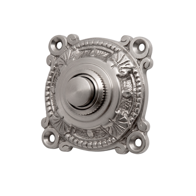 Gründerzeit Klingel Nickel matt gebürstet| Klingelplatte mit Klingelknopf| Antik Klingel NM9711