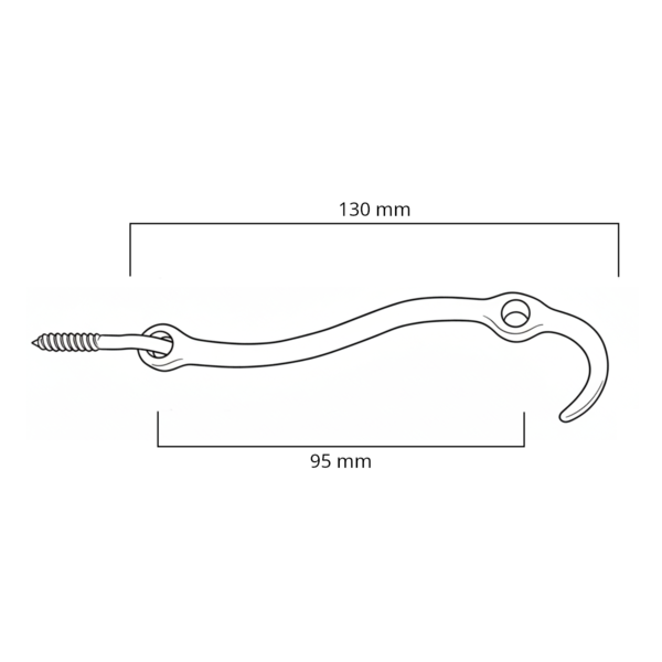 Sturmhaken mit Ringschraube NM7876, Länge 130 mm, Messing vernickelt und matt gebürstet